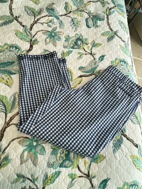 Talbots Royal Blue and White Gingham Petite Pants Sz 14P
